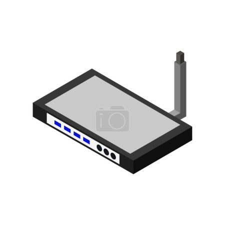 Téléchargez les illustrations : Icône isométrique du routeur isolé sur fond blanc - en licence libre de droit