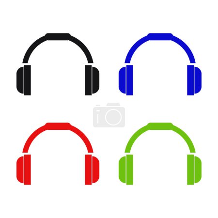 Illustration for Headphones icon set. flat design style - Royalty Free Image