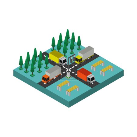 Illustration for Crossroads isometric 3d vector illustration isolated - Royalty Free Image
