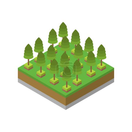 Ilustración de Icono de árboles verdes. estilo isométrico. aislado sobre fondo blanco. vector - Imagen libre de derechos