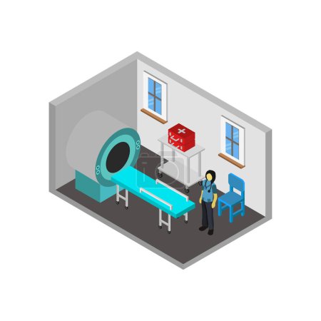 Illustration for Isometric vector illustration of hospital room - Royalty Free Image