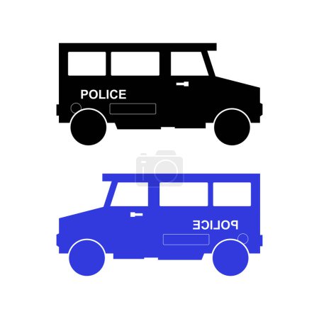 Téléchargez les illustrations : Icône de voiture de police. illustration en noir sur fond blanc - en licence libre de droit
