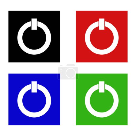 Ilustración de Conjunto de botones de encendido redondos de colores - Imagen libre de derechos