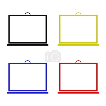 Illustration for Set of four colorful flat icons. blank notebook with a yellow ribbon. - Royalty Free Image