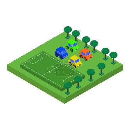 Ilustración de Juego de fútbol composición isométrica - Imagen libre de derechos