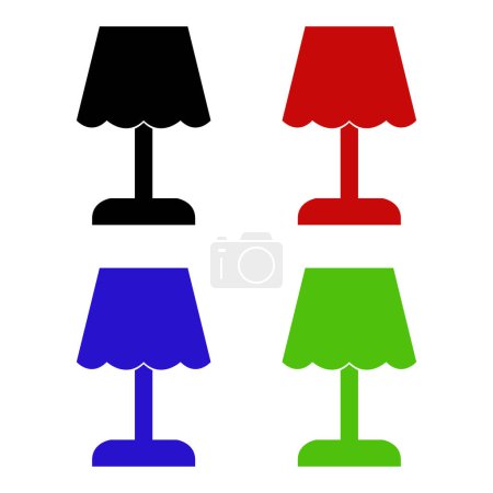 Téléchargez les illustrations : Lampes icônes ensemble. illustration vectorielle design plat. - en licence libre de droit