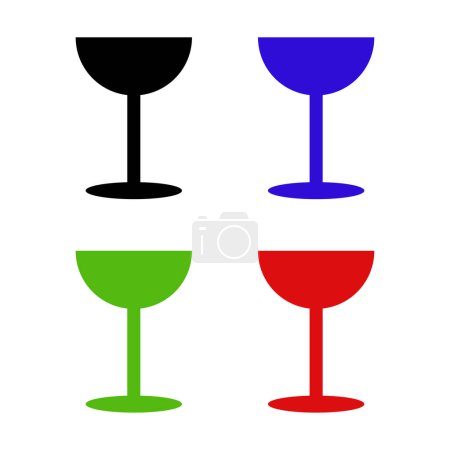 Illustration for Set of four colored flat wine glass icons. vector illustration - Royalty Free Image