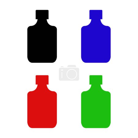 Ilustración de Conjunto de iconos de colores de botellas de enjuague bucal - Imagen libre de derechos