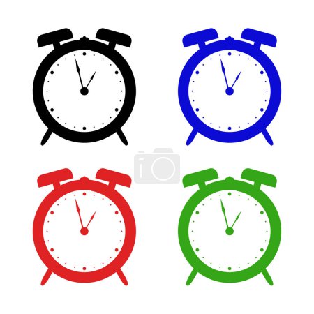 Ilustración de Conjunto de iconos de relojes. icono plano, vector - Imagen libre de derechos