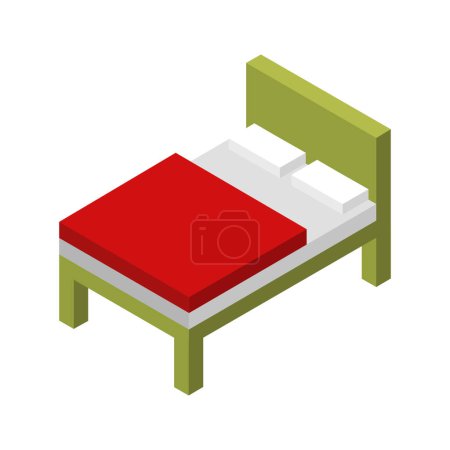 Illustration for Isometric vector illustration of modern bed icon - Royalty Free Image