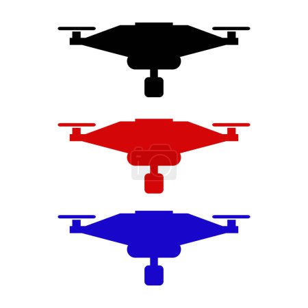 Illustration for Drone icon. vector illustration style is flat iconic symbol with black color, red, blue background for web and software. interfaces. - Royalty Free Image