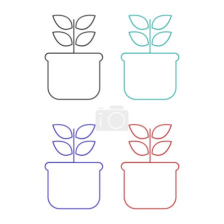 Téléchargez les illustrations : Icône de plante en pot isolée sur fond blanc - en licence libre de droit