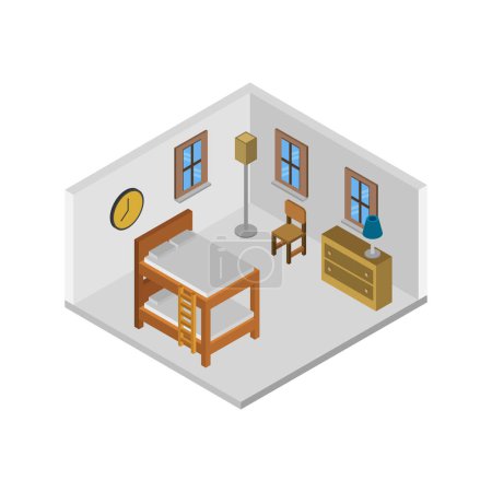 Photo for Isometric bedroom interior. vector illustration - Royalty Free Image
