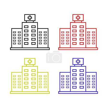 Téléchargez les illustrations : Icônes ensemble hôpital. couleurs différentes. illustration vectorielle - en licence libre de droit