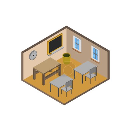 Téléchargez les illustrations : Intérieur de bureau à domicile avec icône de meubles, design vectoriel - en licence libre de droit
