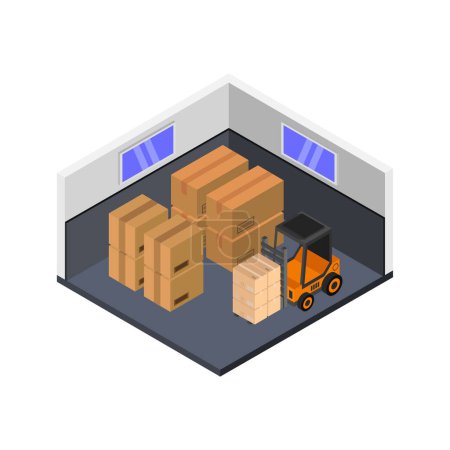 Illustration for Warehouse and boxes isometric icon - Royalty Free Image