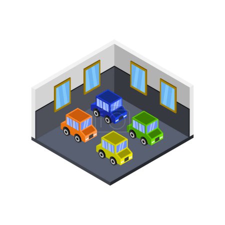 Téléchargez les illustrations : Illustration vectorielle de rendu 3D de garage - en licence libre de droit