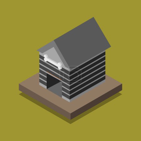Téléchargez les illustrations : Icône isométrique d'une maison avec un toit - en licence libre de droit