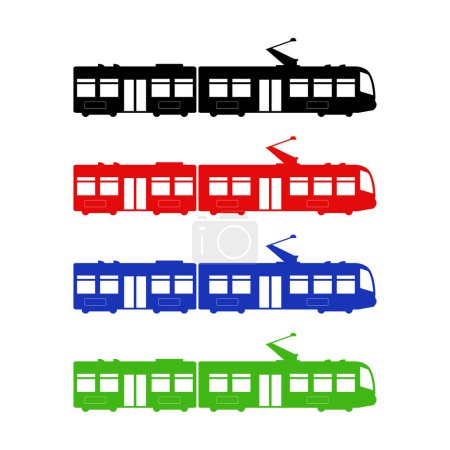 Téléchargez les illustrations : Icône vectorielle de tramway isolée sur fond blanc tram. - en licence libre de droit