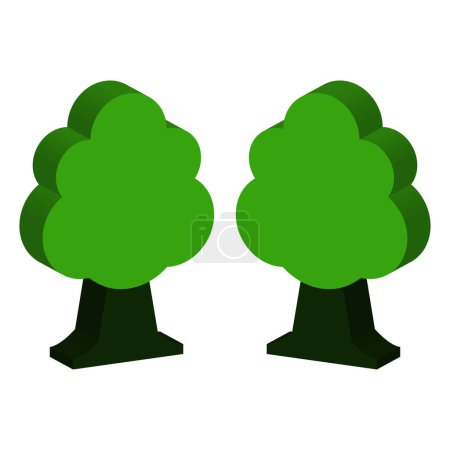 Illustration for Green trees set on a white background, vector illustration - Royalty Free Image
