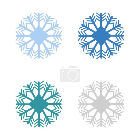 Téléchargez les illustrations : Icônes de flocon de neige mis isolé sur fond blanc, illustration vectorielle - en licence libre de droit