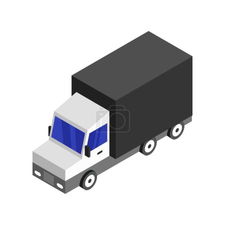 Téléchargez les illustrations : Icône isométrique camion isolé sur un fond blanc. illustration vectorielle - en licence libre de droit