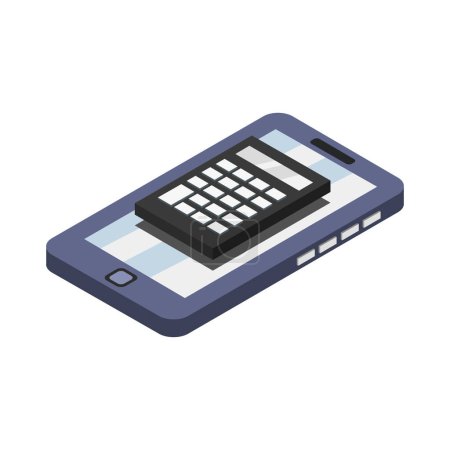 Illustration for Smartphone with calculator icon, isometric style - Royalty Free Image