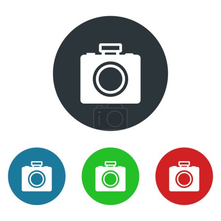Téléchargez les illustrations : Icône de caméra en plusieurs couleurs. Vecteur de glyphe simple pour UI et UX, site web ou application mobile - en licence libre de droit