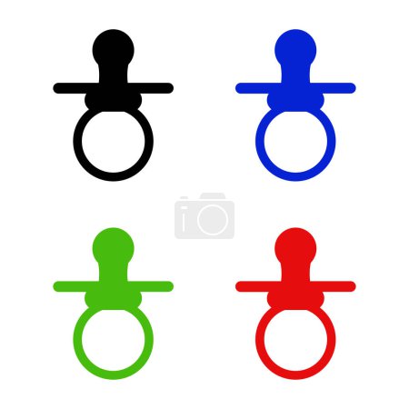 Ilustración de Ilustración vectorial de un conjunto de iconos de color de chupete - Imagen libre de derechos
