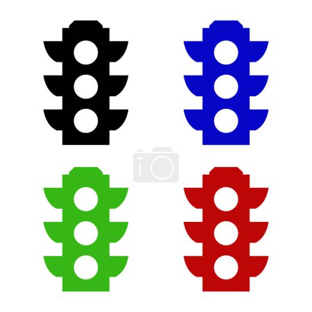 Illustration for Traffic light icons in flat style isolated on a white background. - Royalty Free Image