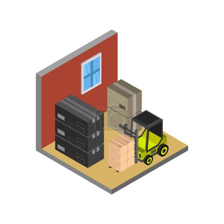 Illustration for Warehouse with boxes isometric icon - Royalty Free Image