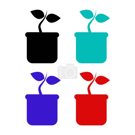 Ilustración de Icono de planta en maceta aislado sobre fondo blanco - Imagen libre de derechos