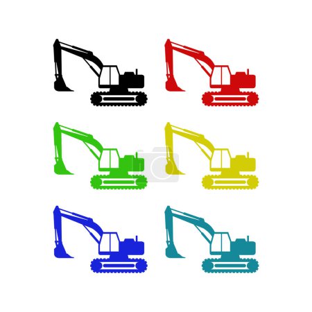 Illustration for Excavator. The silhouette of a large modern excavator. Side view - Royalty Free Image
