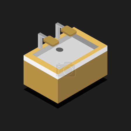 Ilustración de Caja de oro con tapa. vista isométrica - Imagen libre de derechos