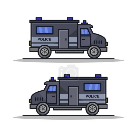 Téléchargez les illustrations : Icône de voiture de police dans le style plat isolé sur fond blanc illustration vectorielle - en licence libre de droit