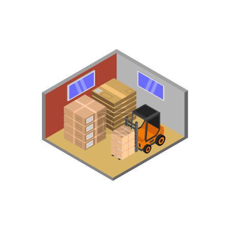 Téléchargez les illustrations : Icône isométrique de livraison avec des boîtes vectorielles illustration design - en licence libre de droit