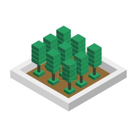 Illustration for Green trees icon. isometric style. isolated on white background. vector - Royalty Free Image