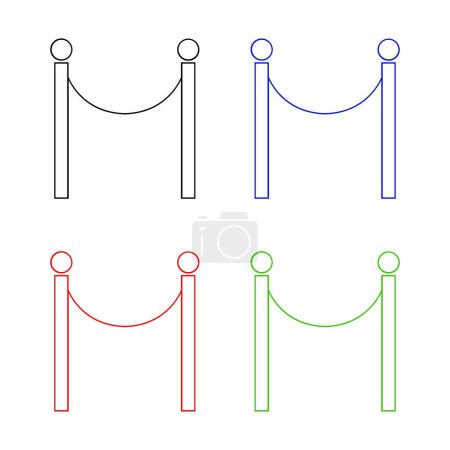 Illustration for Line rope cinema fence, event icons, vector - Royalty Free Image