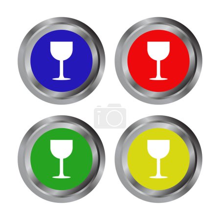 Téléchargez les illustrations : Ensemble de quatre icônes en verre de vin plat de couleur. illustration vectorielle - en licence libre de droit