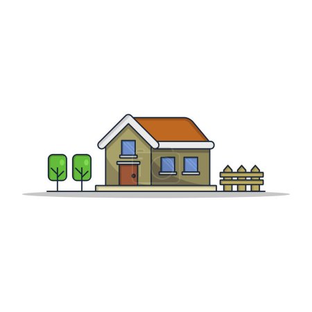 Ilustración de Icono estilizado de la casa, ilustración del vector de la bandera del hogar - Imagen libre de derechos