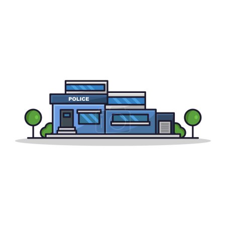 Illustration for Police department building color line icon. - Royalty Free Image