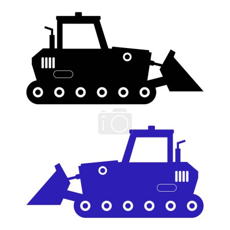 Téléchargez les illustrations : Illustration icône bulldozer dans un style plat - en licence libre de droit