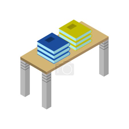 Illustration for Isometric office desk with books - Royalty Free Image