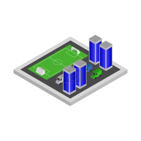 Téléchargez les illustrations : Illustration isométrique vectorielle d'un stade de football - en licence libre de droit