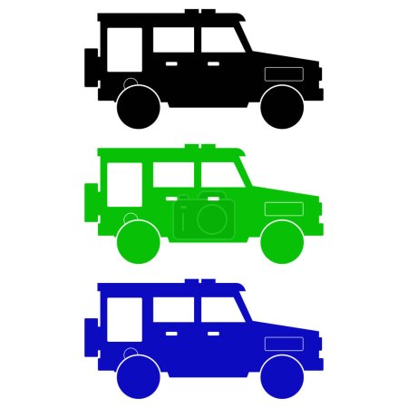 Téléchargez les illustrations : Illustration vectorielle d'icône de jeep - en licence libre de droit