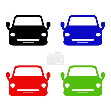 Téléchargez les illustrations : Icônes de voiture colorées ensemble - en licence libre de droit
