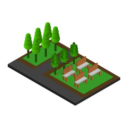 Illustration for Isometric vector city park with trees - Royalty Free Image