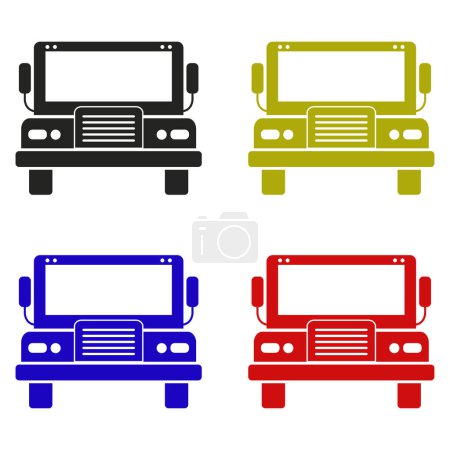 Ilustración de Vector icono de autobús escolar sobre fondo blanco. - Imagen libre de derechos