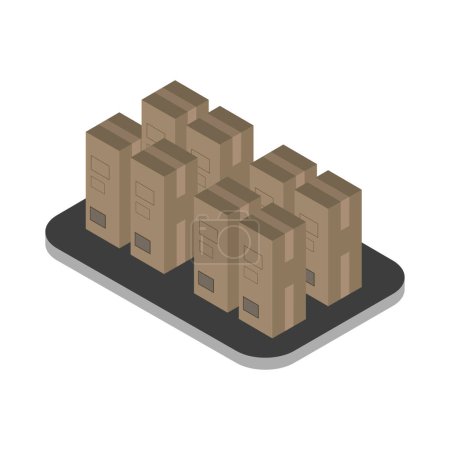 Illustration for Isometric icons with stack of boxes - Royalty Free Image