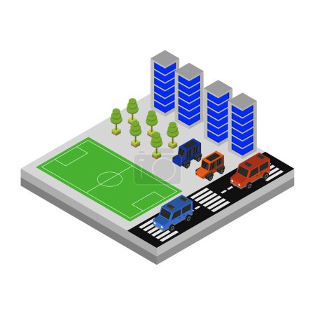 Illustration for Vector isometric illustration of a soccer stadium - Royalty Free Image